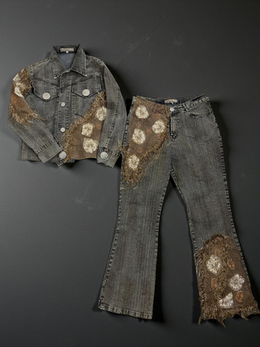Tuta denim vintage corallo